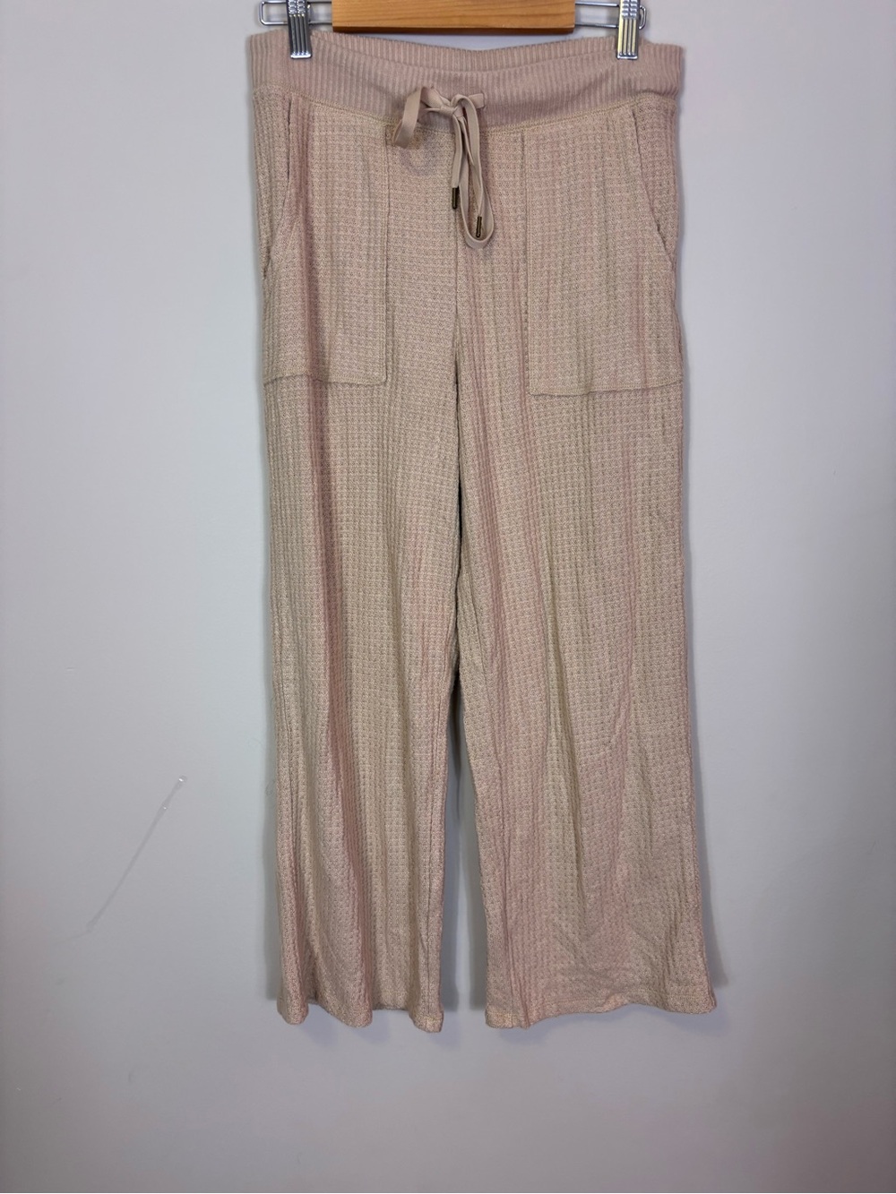 J. Crew Beige Waffle Knit Wide-Leg Knit Pants Womenโs XS